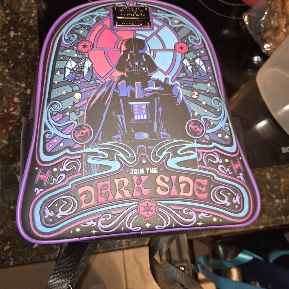 Loungefly Darth Vader Black and Purple Glow-in-the-Dark Mini Backpack